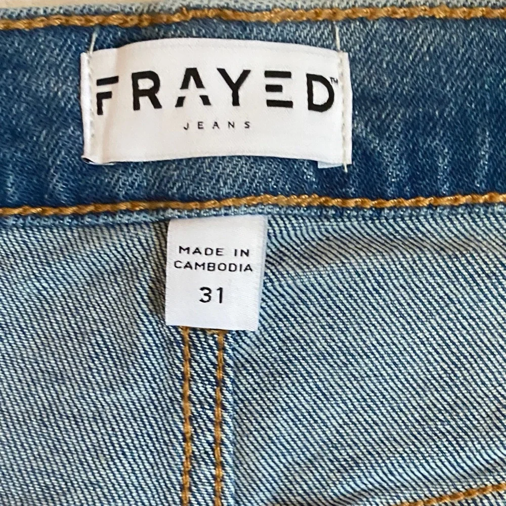 FRAYED Two-Tone Light Blue and Dark Blue Relaxed Barrel  Jeans 99% Cotton